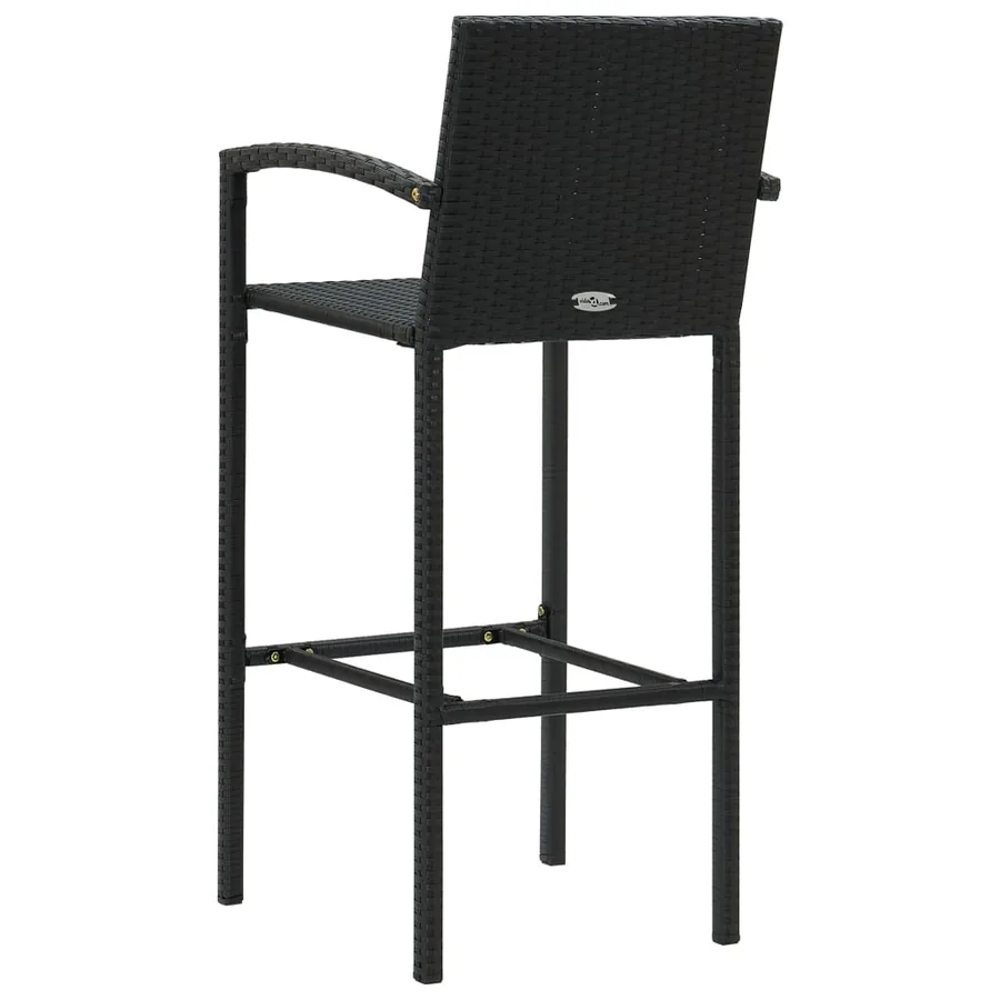 Tabourets de bar lot de 4 noir résine tressée - 5