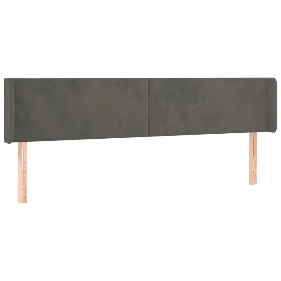 Tête de lit avec oreilles Gris foncé 163x16x78/88 cm Velours - 2