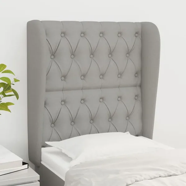 Tête de lit avec oreilles Gris clair 83x23x118/128 cm Tissu