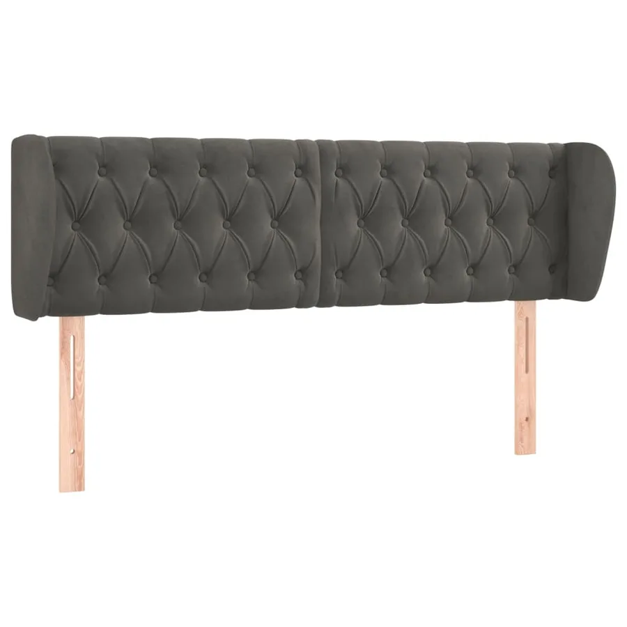 Tête de lit avec oreilles Gris foncé 163x23x78/88 cm Velours - 2