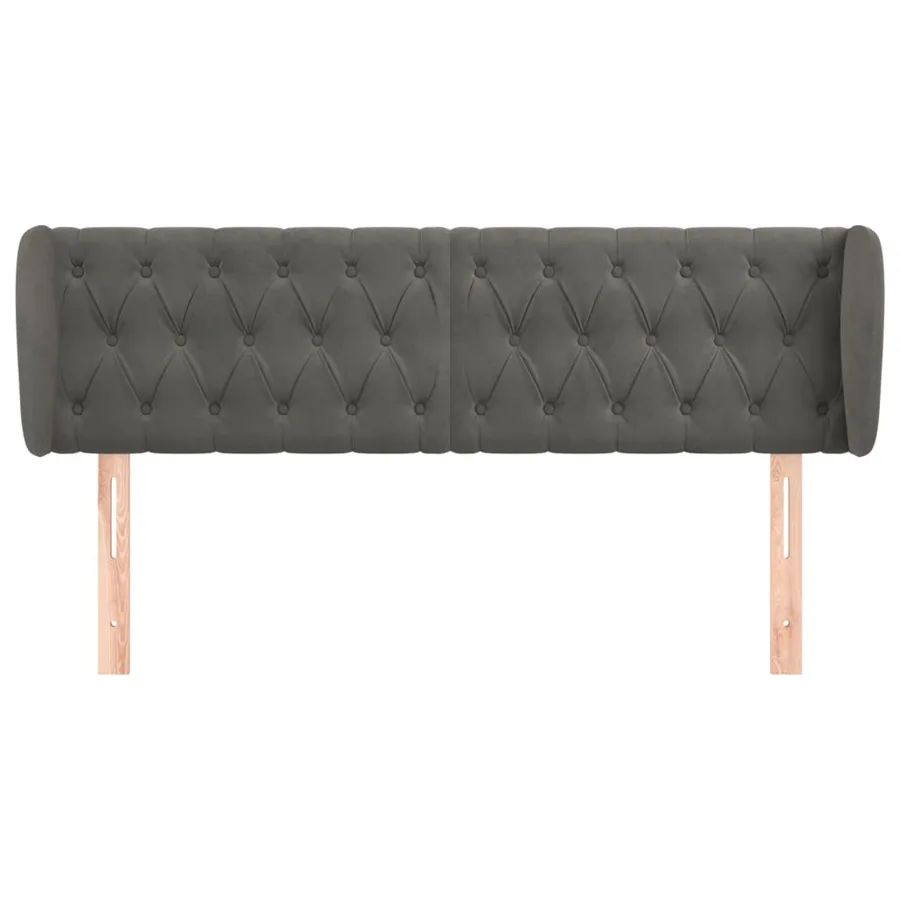 Tête de lit avec oreilles Gris foncé 163x23x78/88 cm Velours - 3