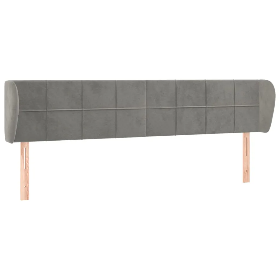 Tête de lit avec oreilles Gris clair 183x23x78/88 cm Velours - 2
