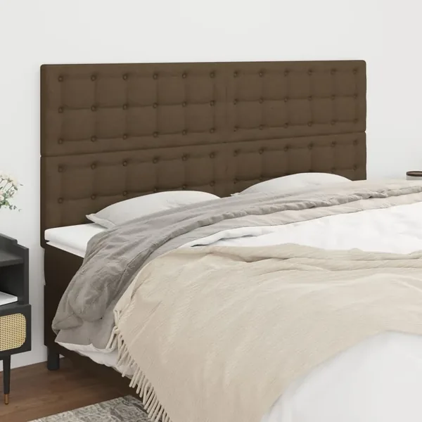 Tête de lit marron foncé 200 x 5 x 118/128 cm Tissu