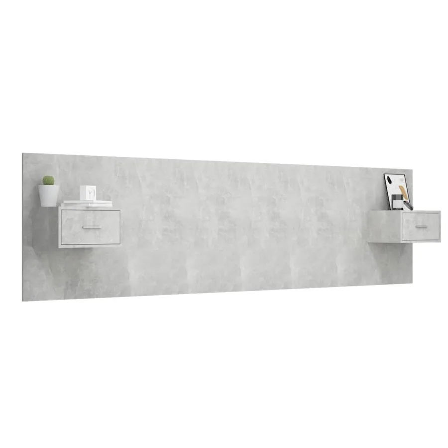 Tête de lit avec armoires Gris béton Bois d'ingénierie - 3