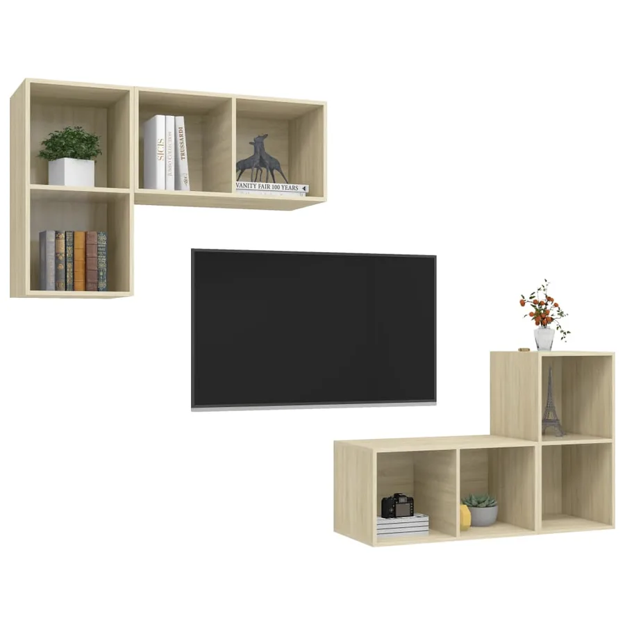 Meubles TV muraux 4 pcs Chêne sonoma Bois d'ingénierie - 3