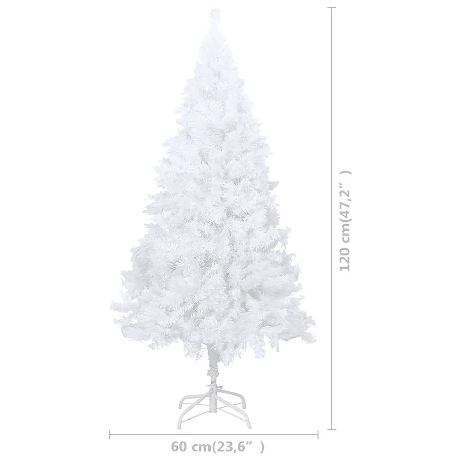 Arbre de Noël artificiel pré-éclairé et boules blanc 120 cm PVC - 13