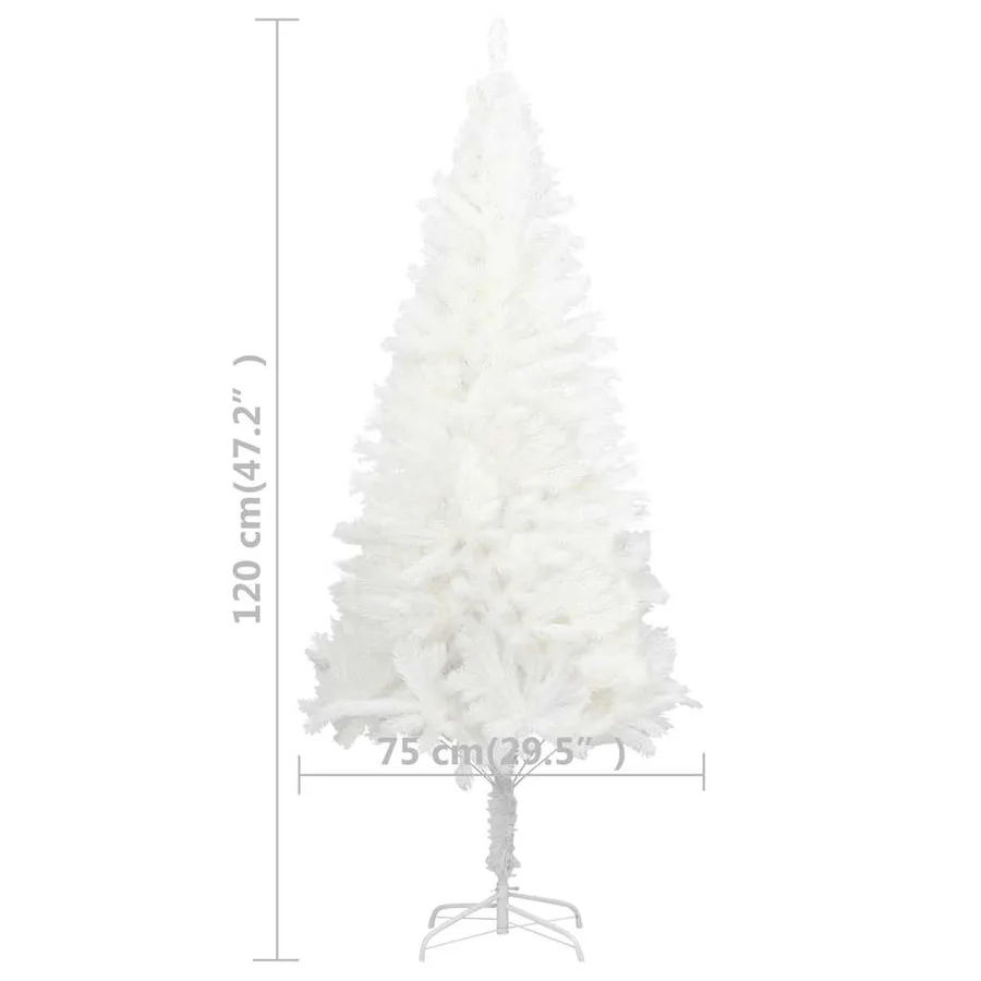 Arbre de Noël artificiel pré-éclairé et boules blanc 120 cm - 12