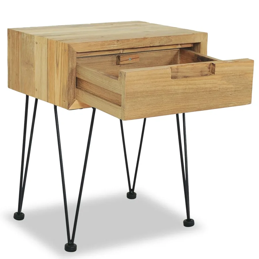 Tables de chevet 2 pcs 40x30x50 cm teck massif - 4