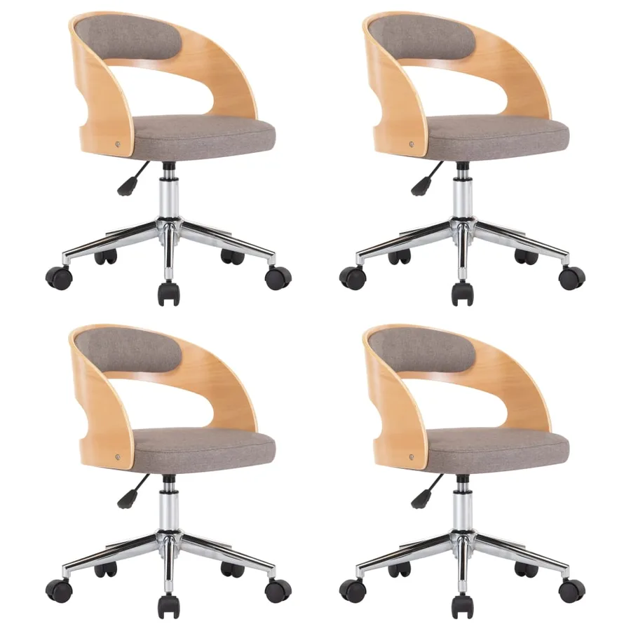 Chaises pivotantes à manger lot de 4 taupe bois courbé et tissu - 2