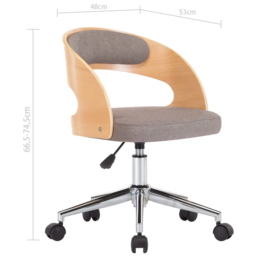 Chaises pivotantes à manger lot de 4 taupe bois courbé et tissu - 9