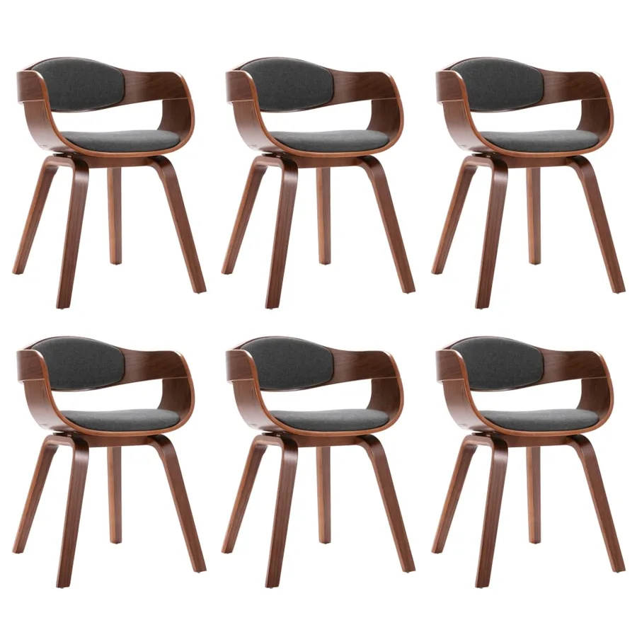 Chaises à manger lot de 6 bois courbé et tissu gris - 2
