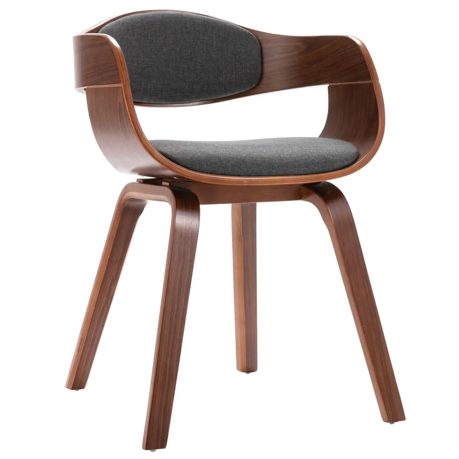Chaises à manger lot de 6 bois courbé et tissu gris - 3