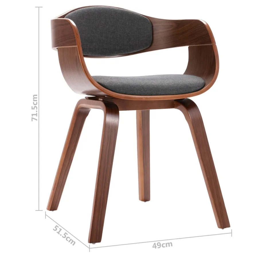 Chaises à manger lot de 6 bois courbé et tissu gris - 9