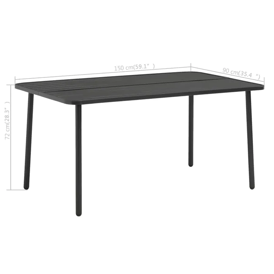 Table de jardin Gris foncé 150x90x72 cm Acier - 4