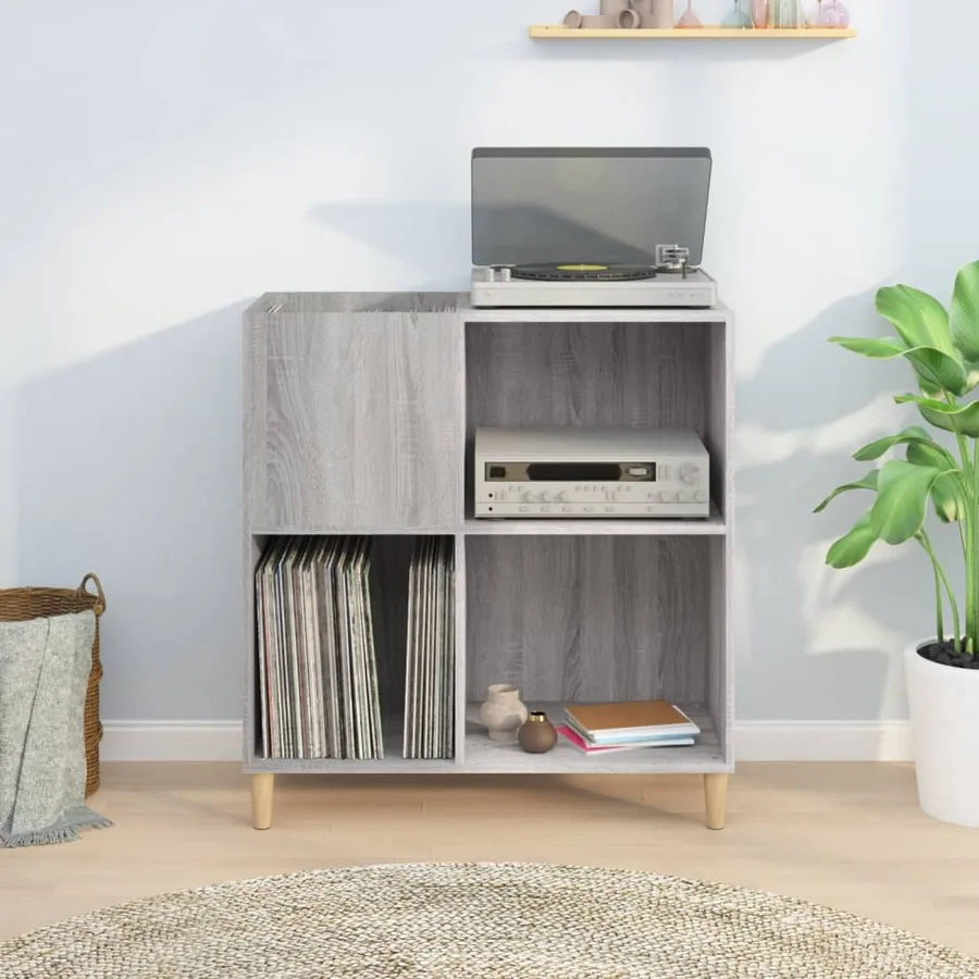 Armoire à disques sonoma gris 84,5x38x89 cm bois d'ingénierie - 3