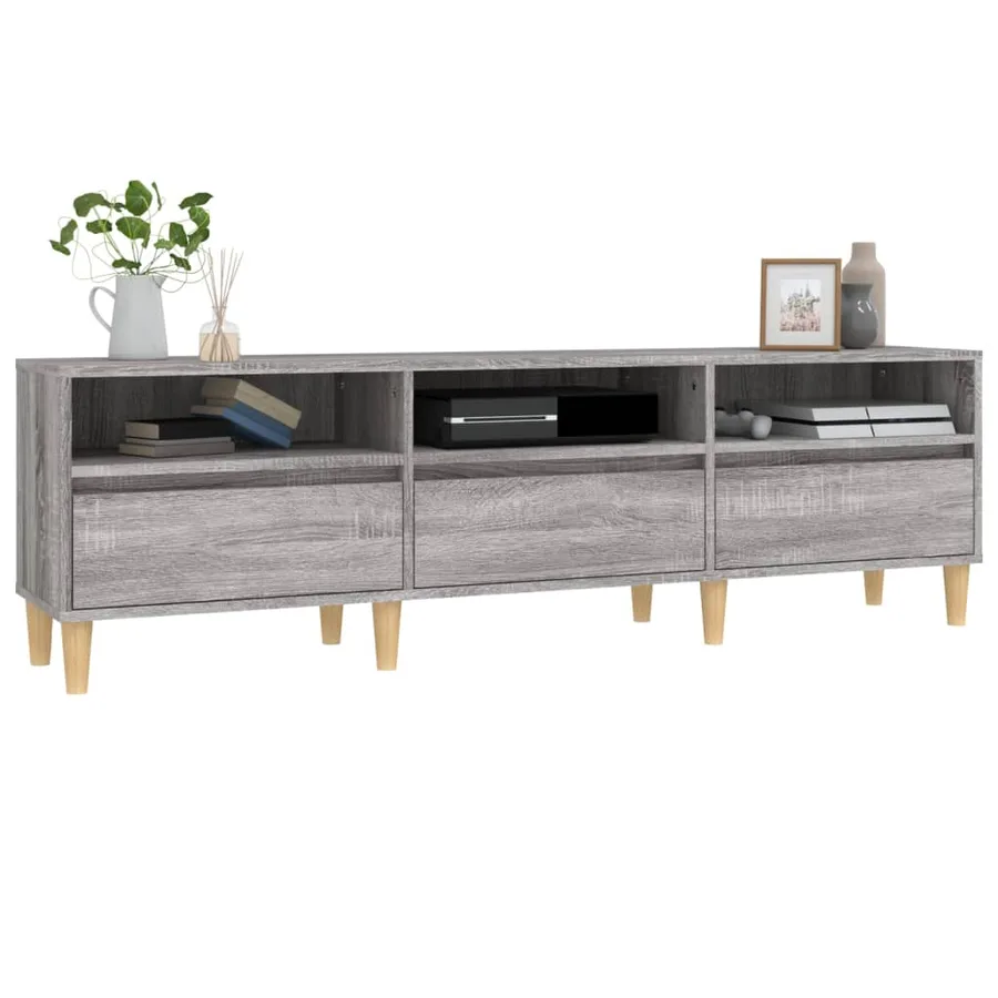 Meuble TV Sonoma gris 150x30x44,5 cm bois d'ingénierie - 4