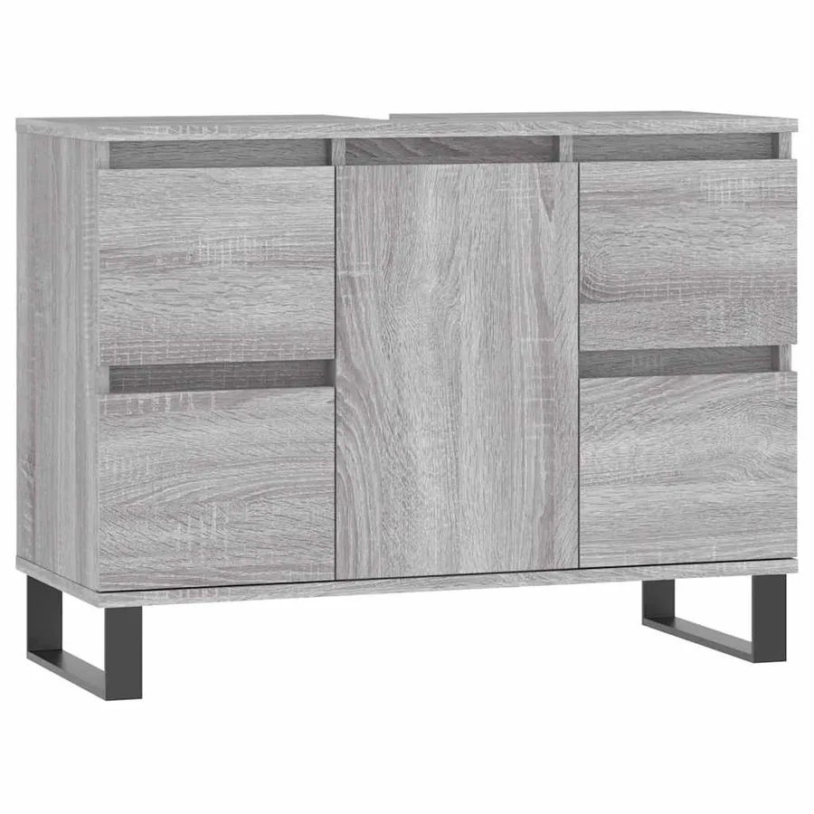 Armoire salle de bain sonoma gris 80x33x60 cm bois d'ingénierie - 2