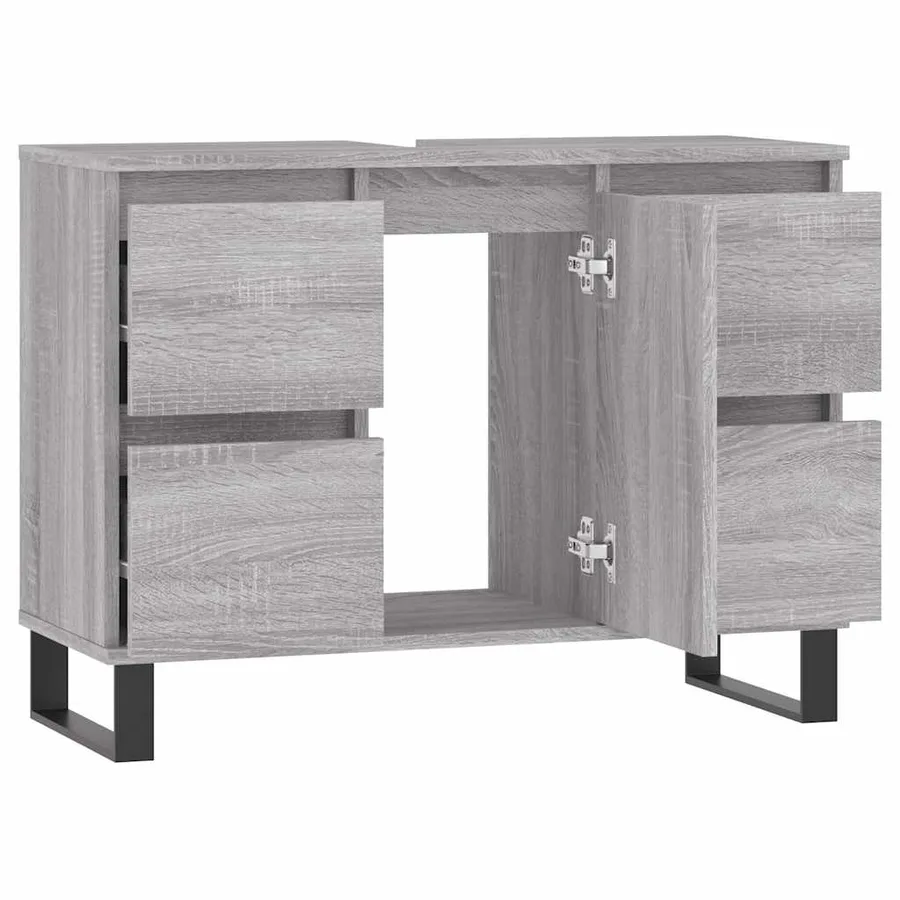 Armoire salle de bain sonoma gris 80x33x60 cm bois d'ingénierie - 4