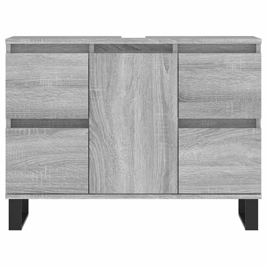 Armoire salle de bain sonoma gris 80x33x60 cm bois d'ingénierie - 5