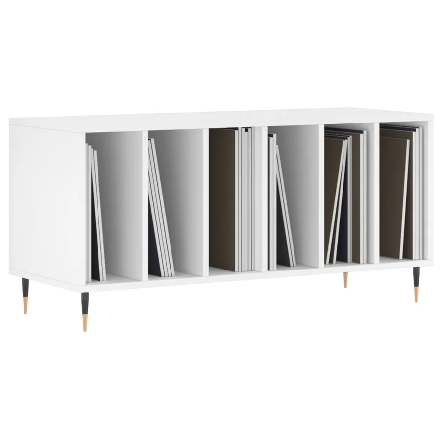 Armoire à disques blanc 100x38x48 cm bois d'ingénierie - 3
