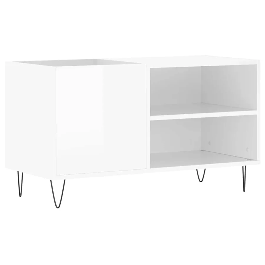 Armoire à disques blanc brillant 85x38x48 cm bois d'ingénierie - 2