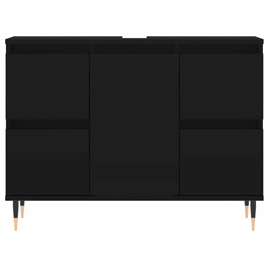Armoire de salle de bain noir 80x33x60 cm bois d'ingénierie - 5