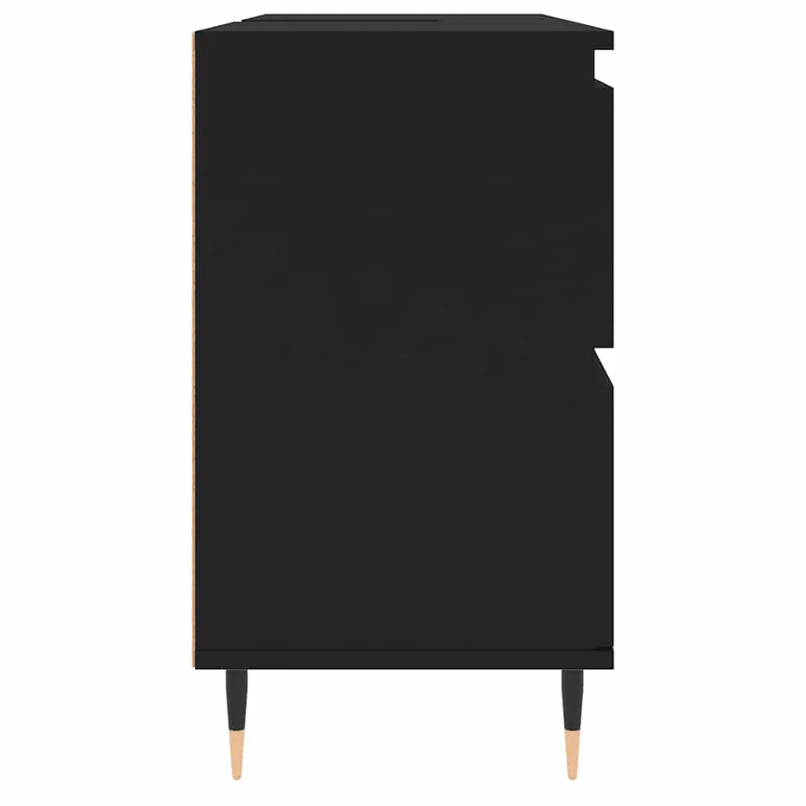 Armoire de salle de bain noir 80x33x60 cm bois d'ingénierie - 6