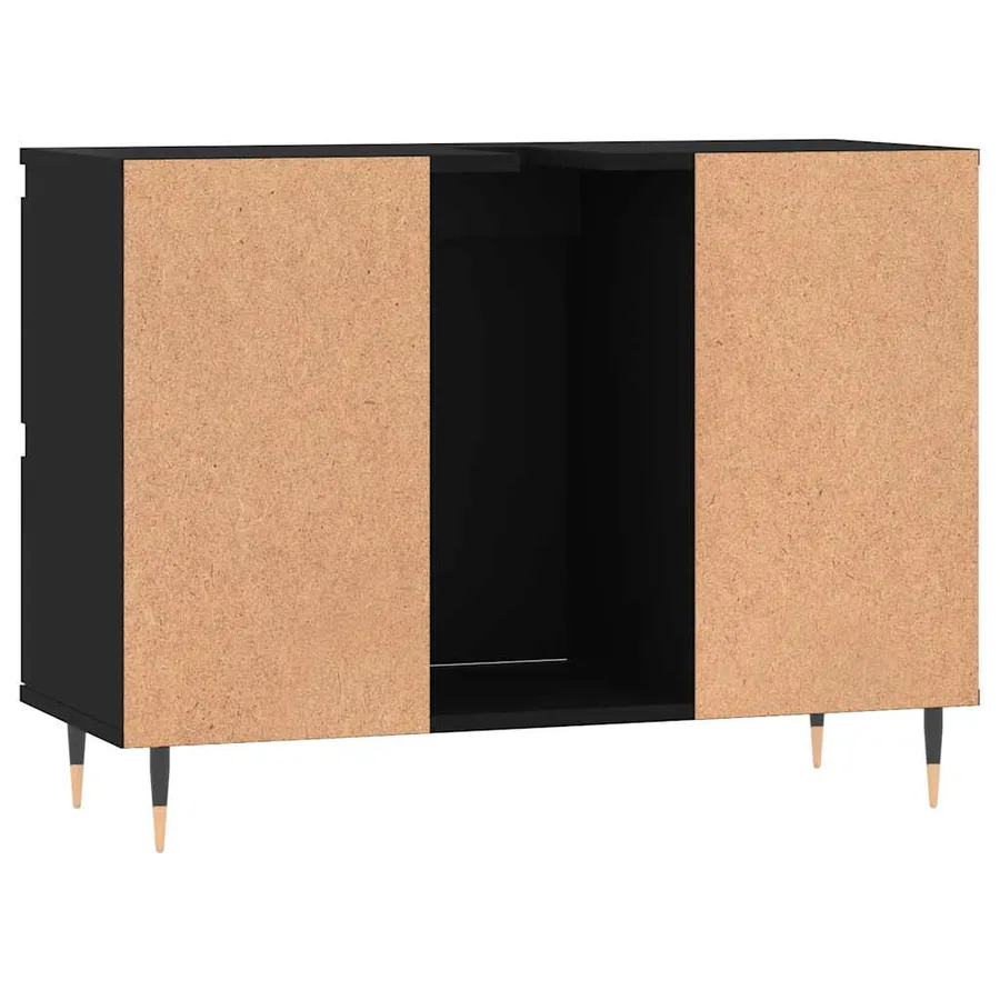 Armoire de salle de bain noir 80x33x60 cm bois d'ingénierie - 7