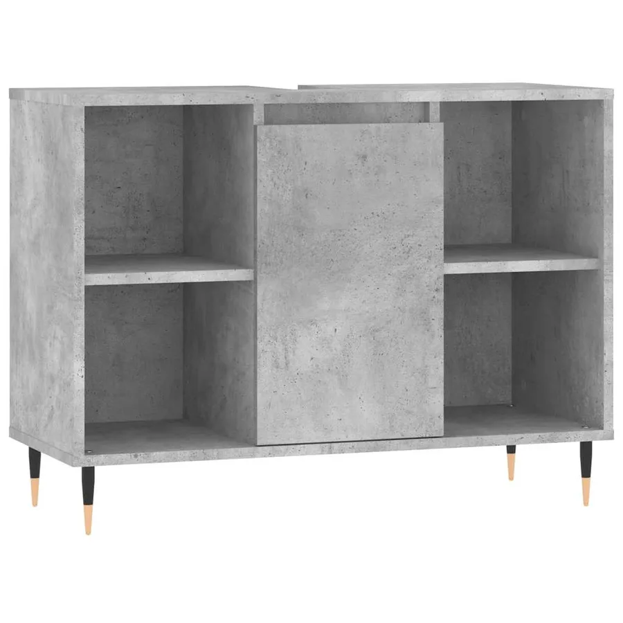 Armoire salle de bain gris béton 80x33x60cm bois d'ingénierie - 2
