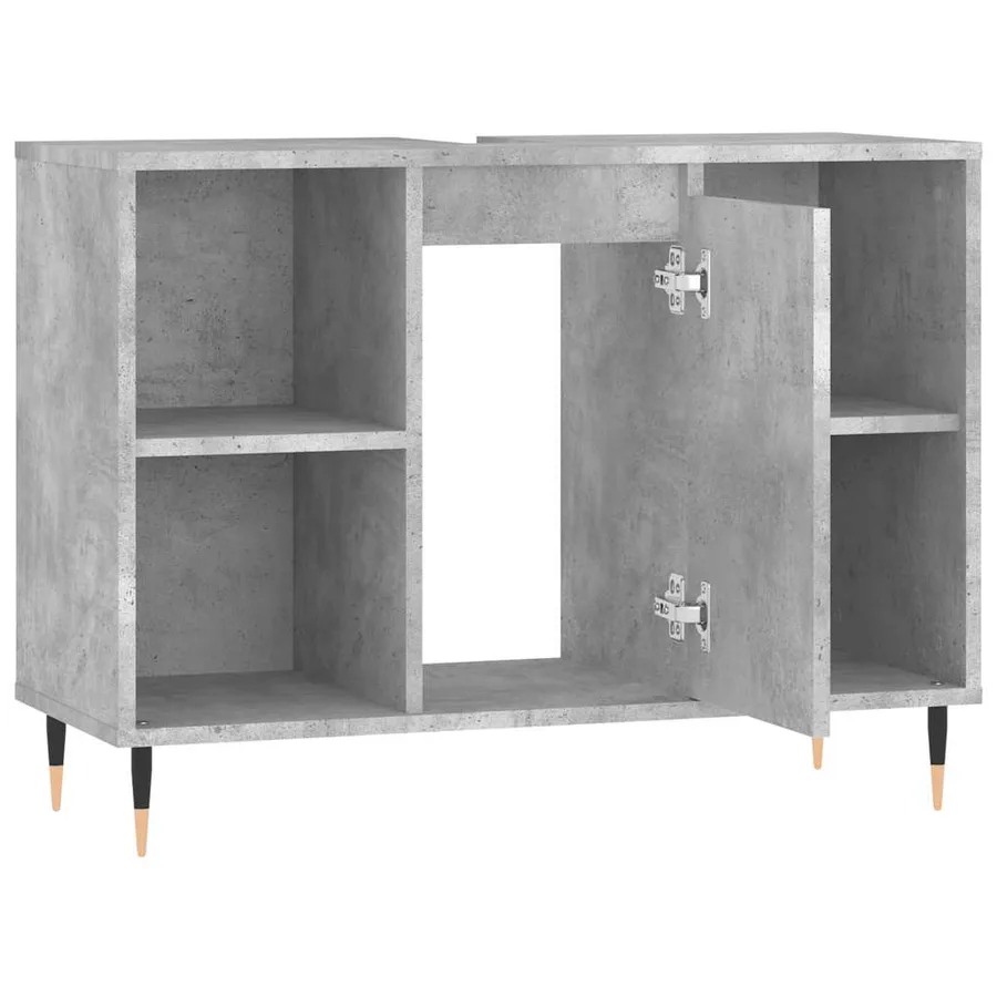Armoire salle de bain gris béton 80x33x60cm bois d'ingénierie - 5