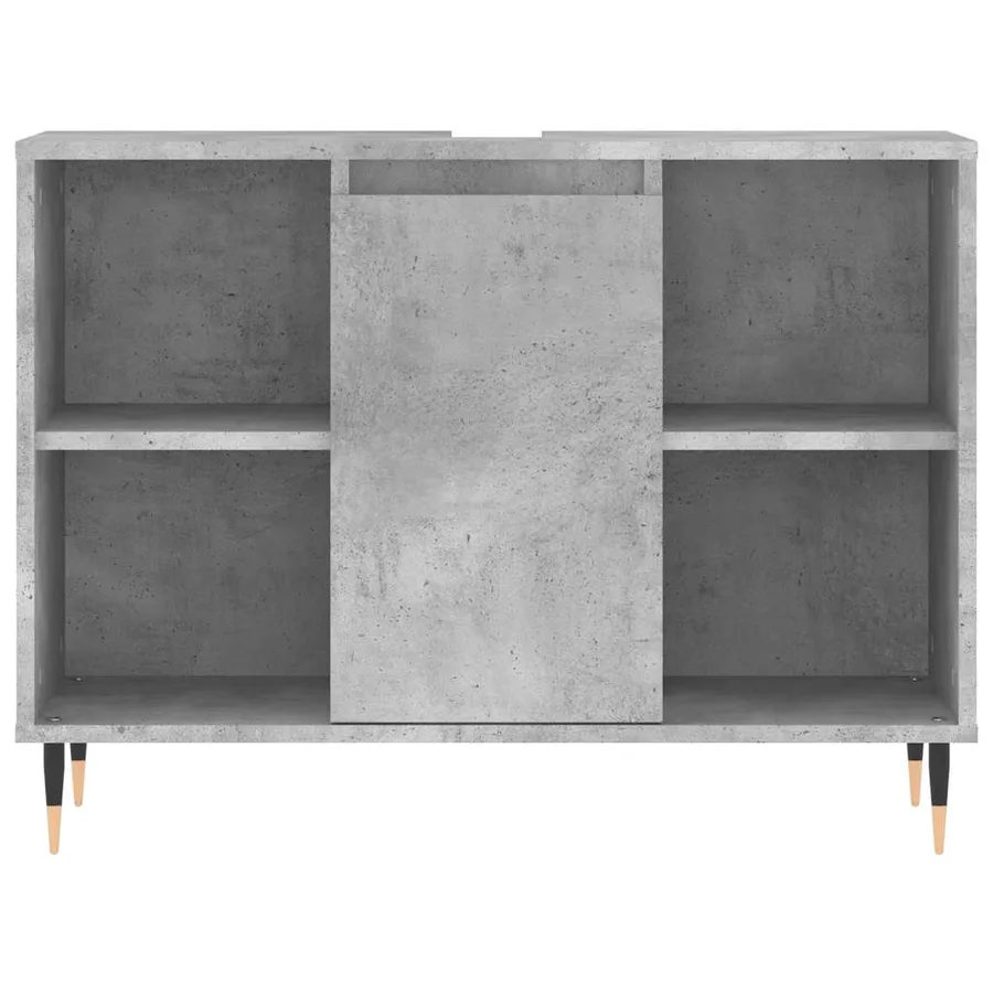 Armoire salle de bain gris béton 80x33x60cm bois d'ingénierie - 6