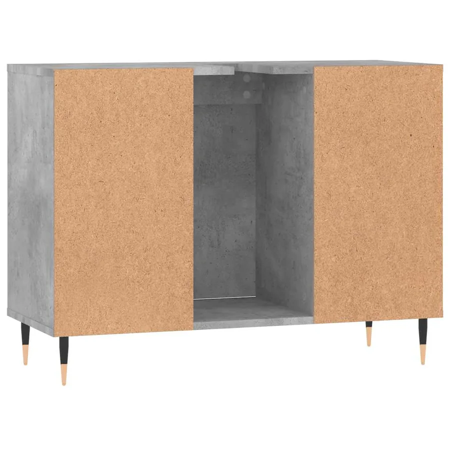 Armoire salle de bain gris béton 80x33x60cm bois d'ingénierie - 8