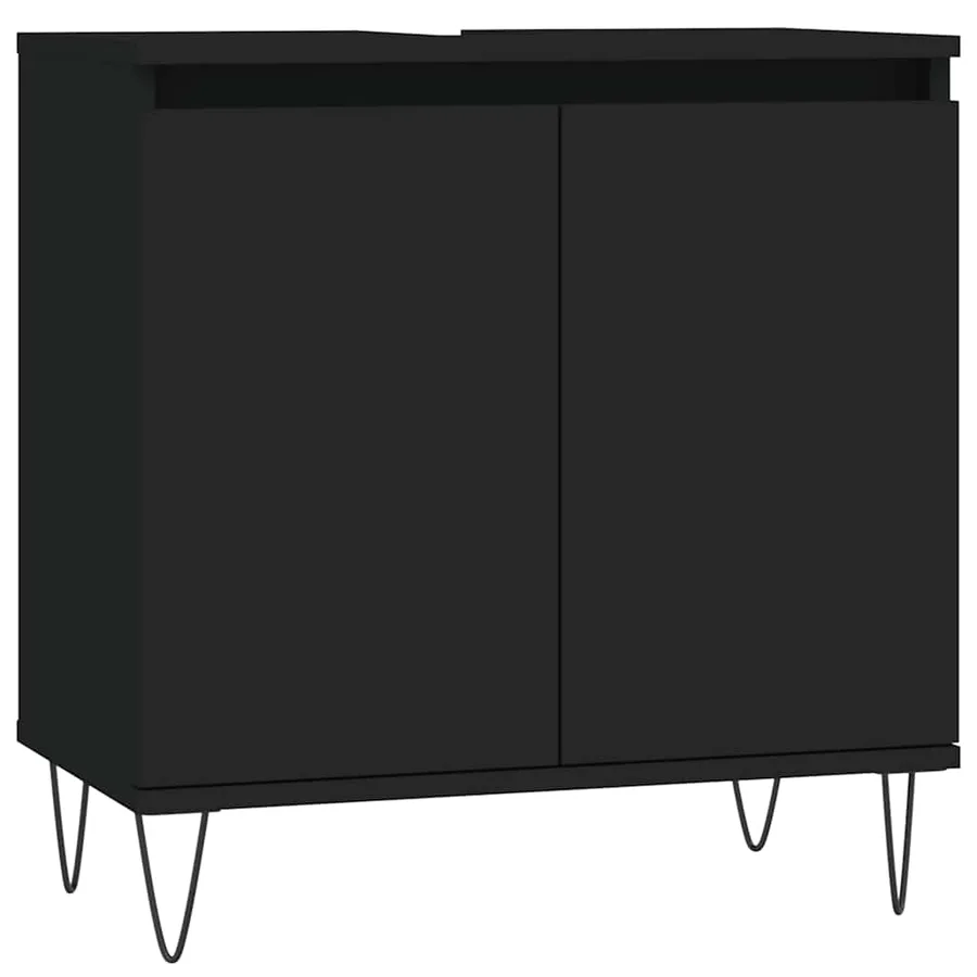 Armoire de salle de bain noir 58x33x60 cm bois d'ingénierie - 2