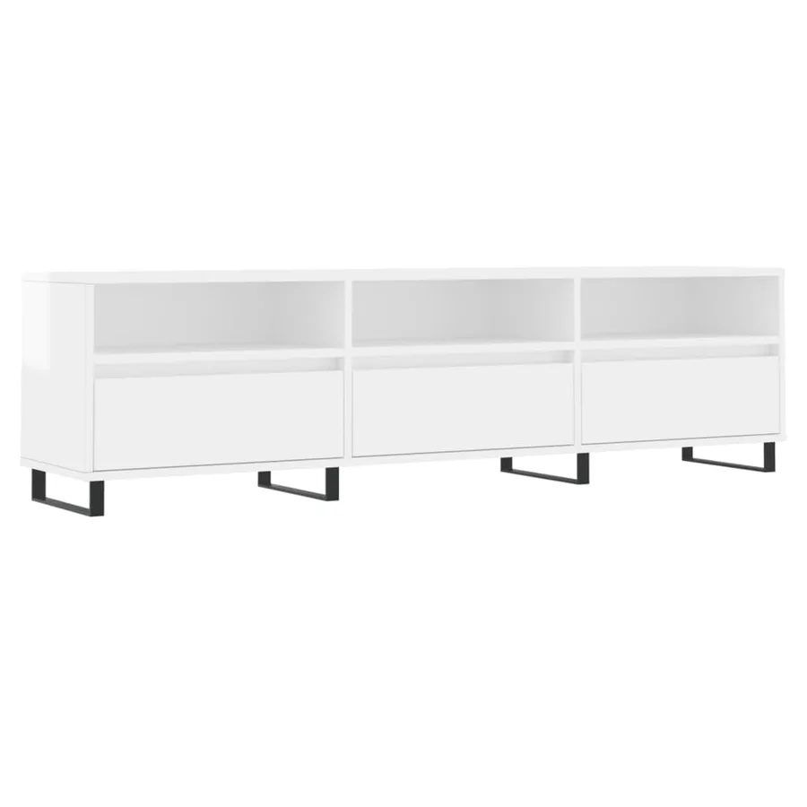 Meuble TV blanc brillant 150x30x44,5 cm bois d'ingénierie - 2