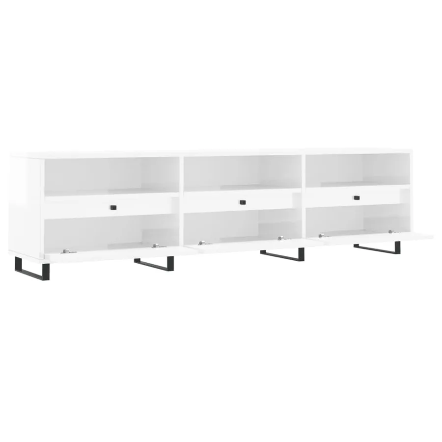 Meuble TV blanc brillant 150x30x44,5 cm bois d'ingénierie - 6