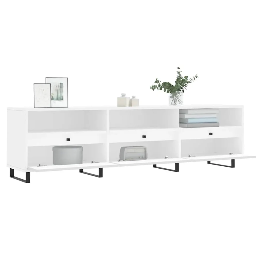 Meuble TV blanc 150x30x44,5 cm bois d'ingénierie - 4