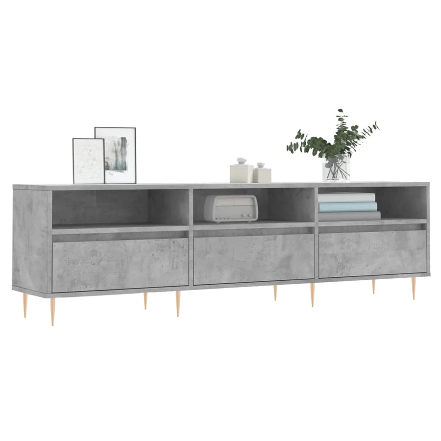 Meuble TV gris béton 150x30x44,5 cm bois d'ingénierie - 3