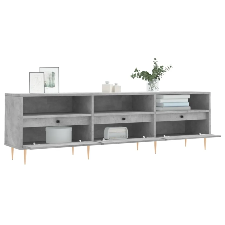 Meuble TV gris béton 150x30x44,5 cm bois d'ingénierie - 4