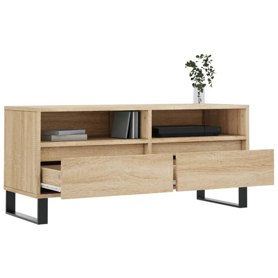 Meuble TV chêne sonoma 100x34,5x44,5 cm bois d'ingénierie - 4