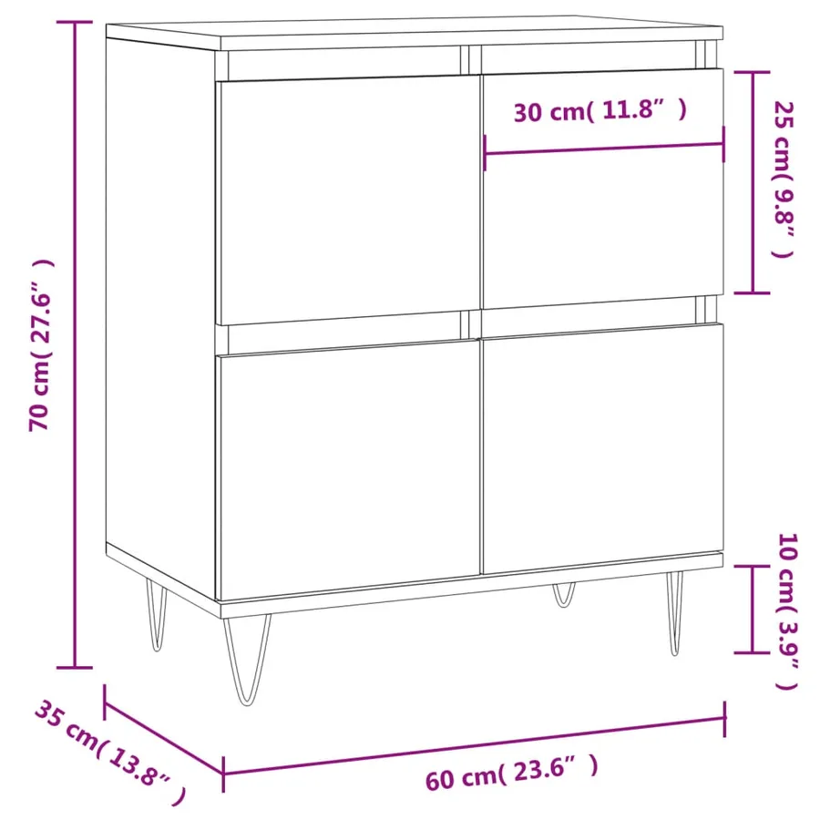 Buffet Sonoma gris 60x35x70 cm Bois d'ingénierie - 11