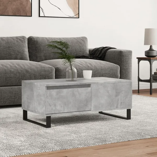 Table basse Gris béton 90x50x36,5 cm Bois d'ingénierie