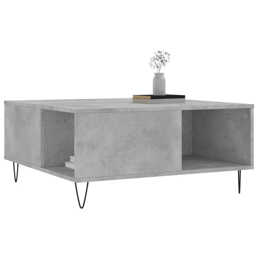Table basse gris béton 80x80x36,5 cm bois d'ingénierie - 3