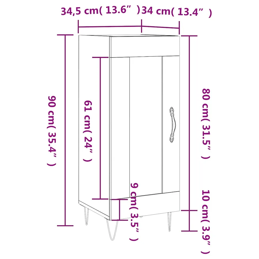 Buffet Sonoma gris 34,5x34x90 cm Bois d'ingénierie - 13