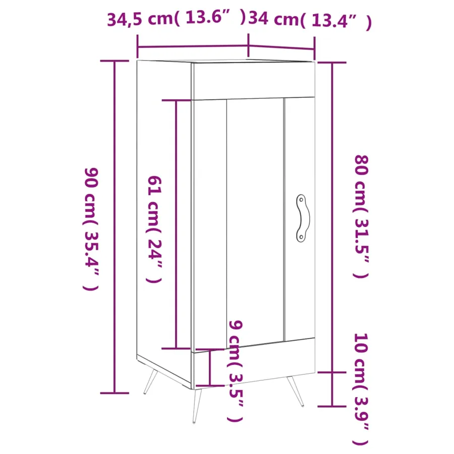 Buffet Gris béton 34,5x34x90 cm Bois d'ingénierie - 13
