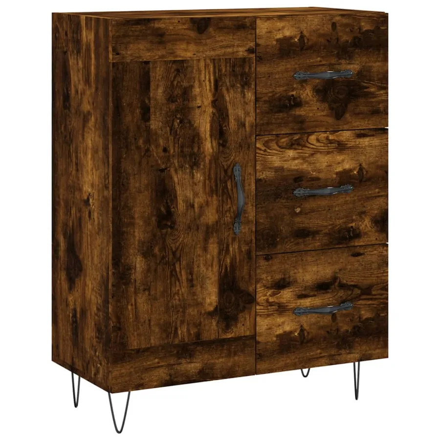Buffet chêne fumé 69,5x34x90 cm bois d'ingénierie - 2