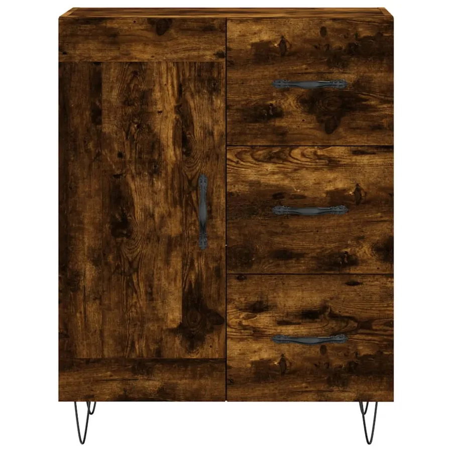 Buffet chêne fumé 69,5x34x90 cm bois d'ingénierie - 5