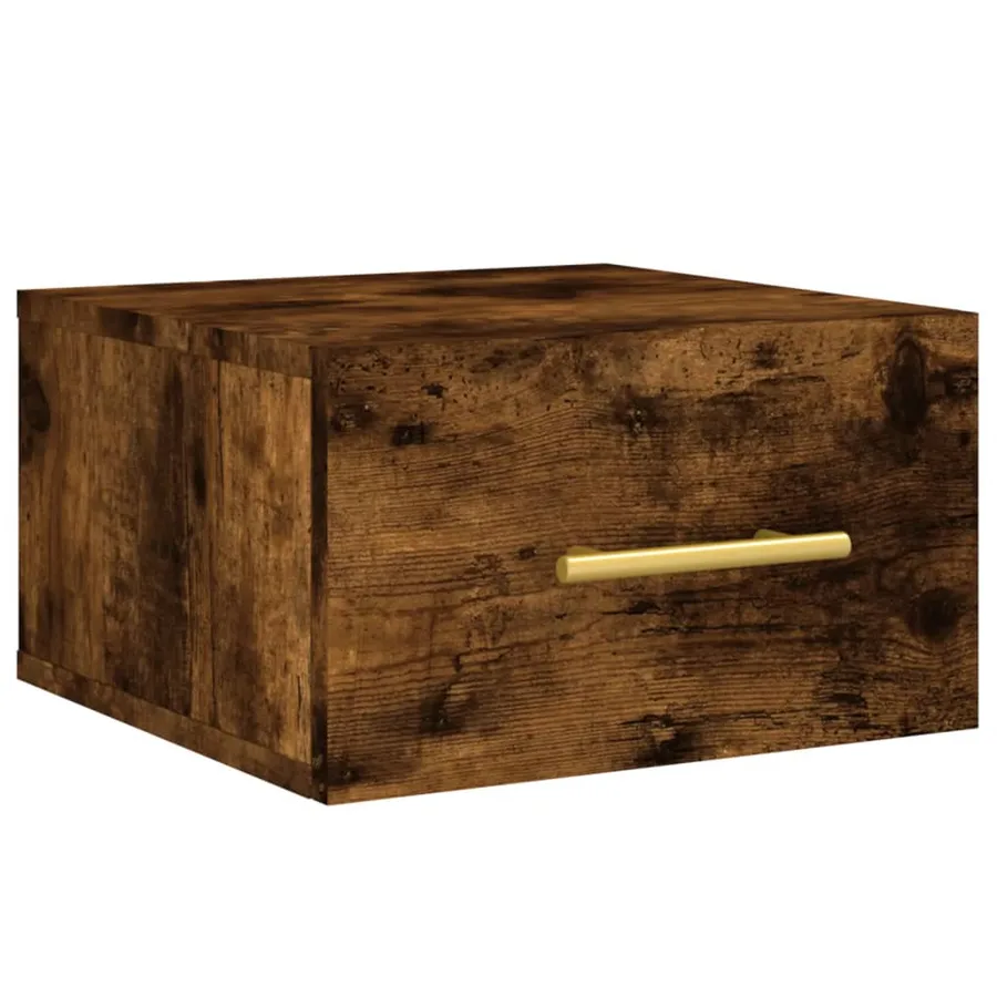 Table de chevet murale chêne fumé 35x35x20 cm - 2