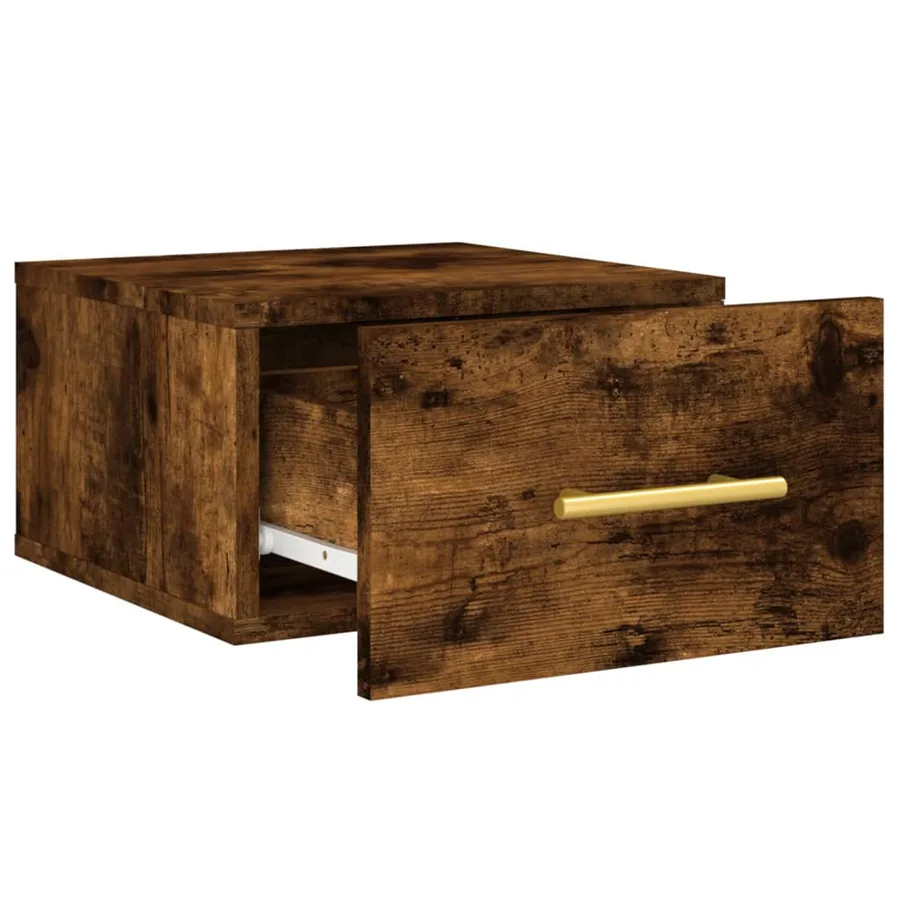 Table de chevet murale chêne fumé 35x35x20 cm - 6