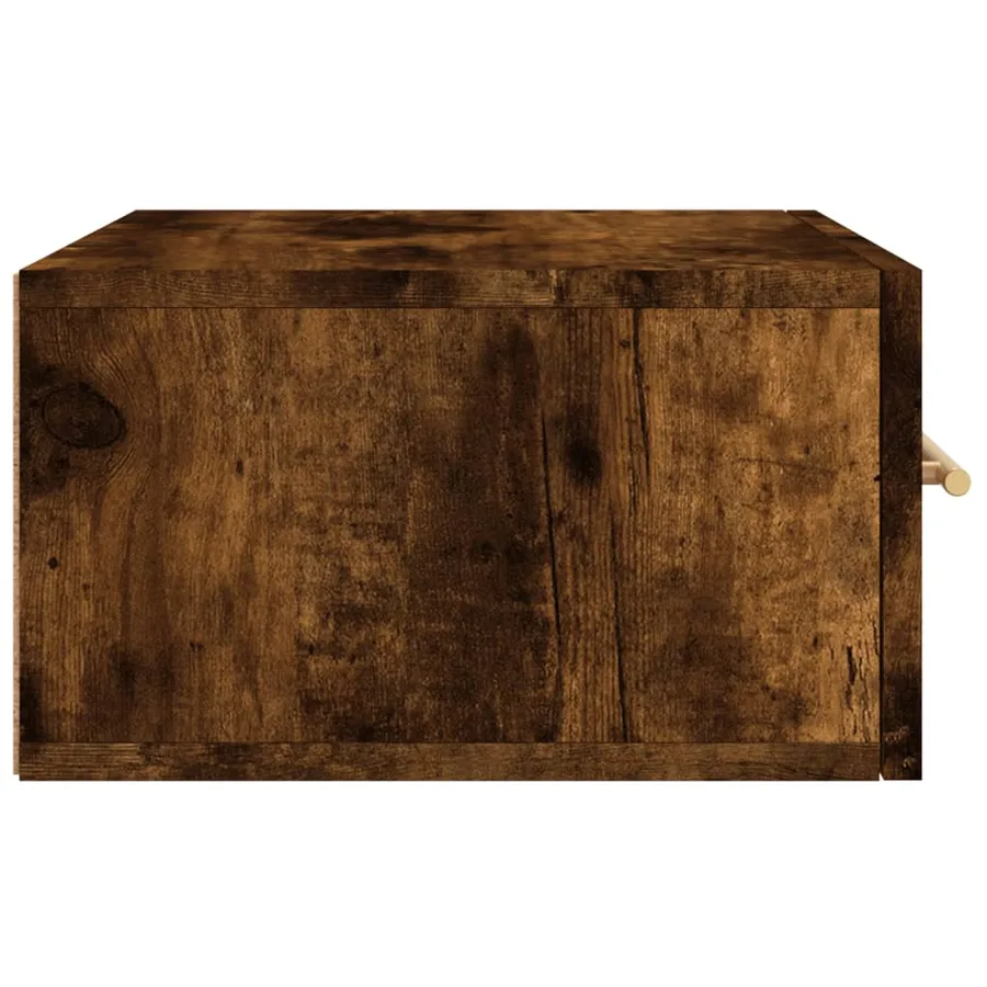 Table de chevet murale chêne fumé 35x35x20 cm - 7