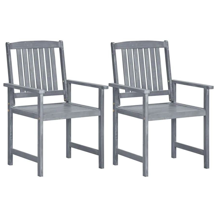 Chaises de jardin lot de 2 Gris Bois solide d'acacia